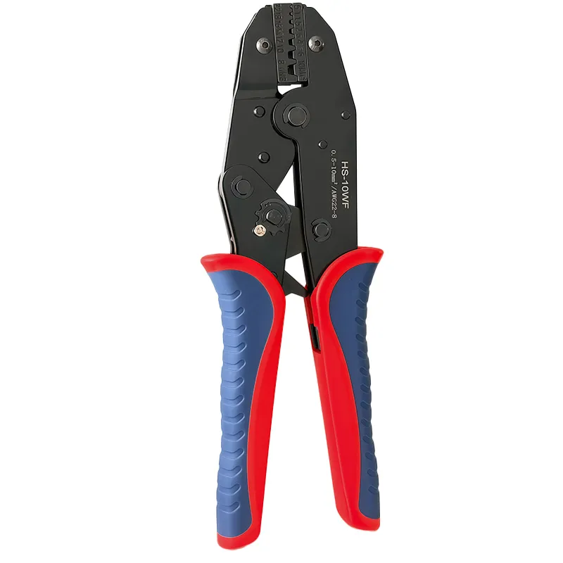 HS-10WF Ratchet Crimping Tool – Non-Insulated Terminal Crimper 0.5–10mm² High-Carbon Steel
